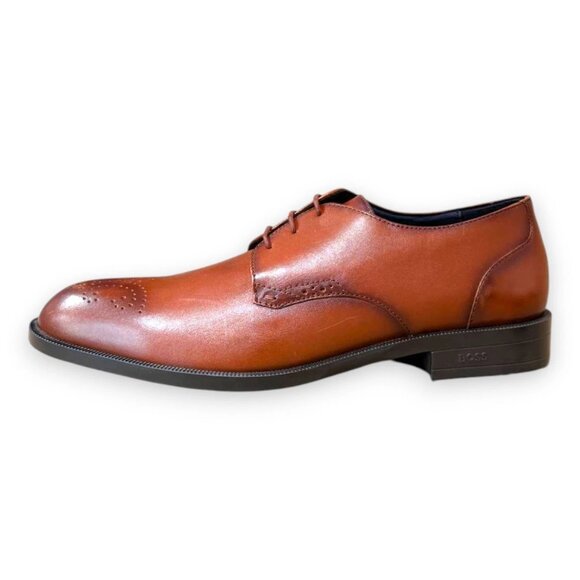 BOSS Tayil Brogue Cap Derby Lace Shoes Brown Leather 9M main image 4